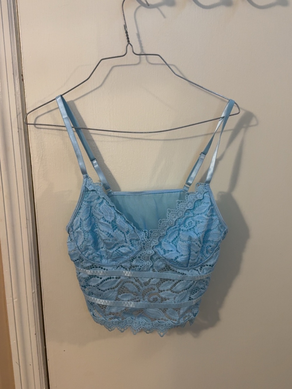 Light Blue Lace Bralette Crop Top - Women Intimates